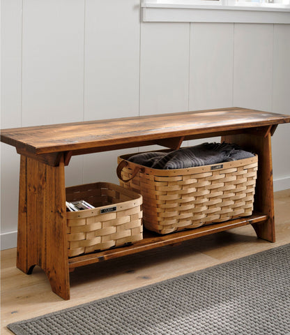 Rustic Wooden Mudroom Bench, Large