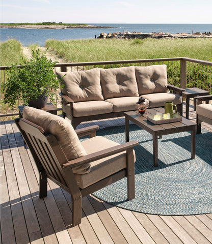 All-Weather Patio Chair with Textured Cushion, Mahogany