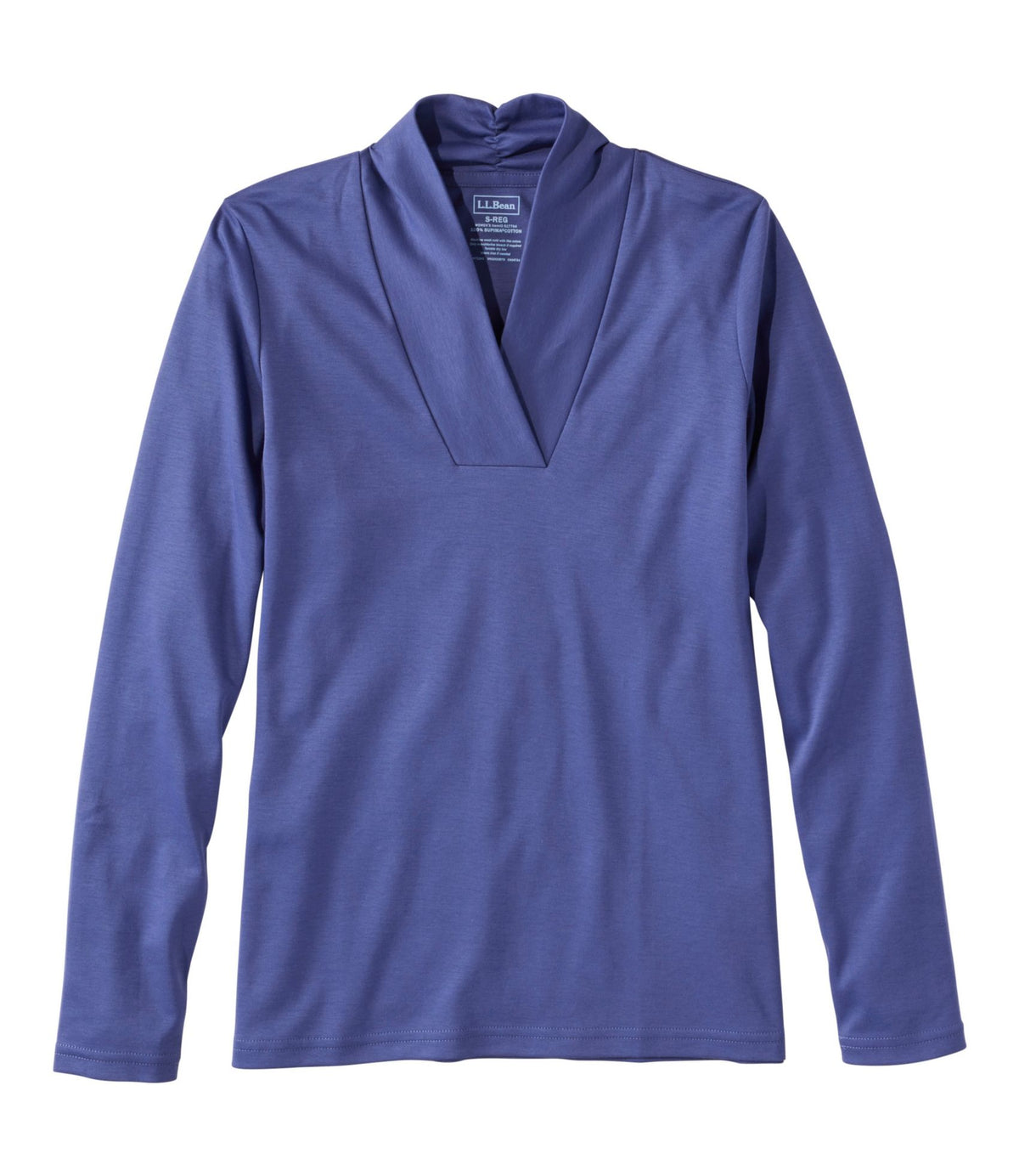 Women's Pima Cotton Tee, Shawl Long-Sleeve