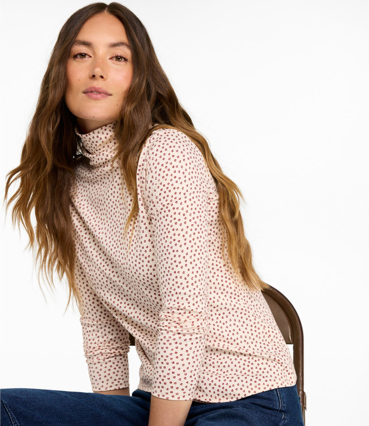 Women's Pima Cotton Turtleneck, Long-Sleeve Print