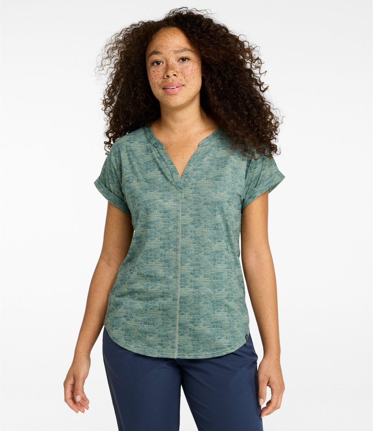 Women's Streamside Tee, Short-Sleeve Splitneck Print