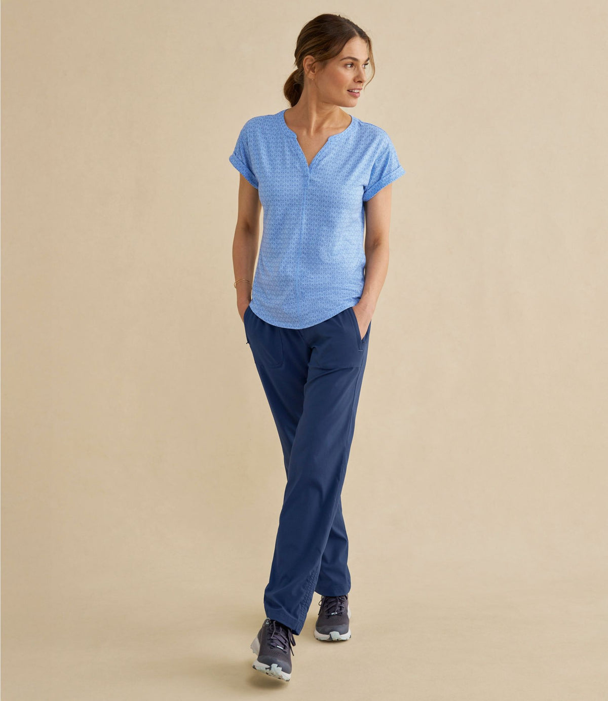 Women's Streamside Tee, Short-Sleeve Splitneck Print