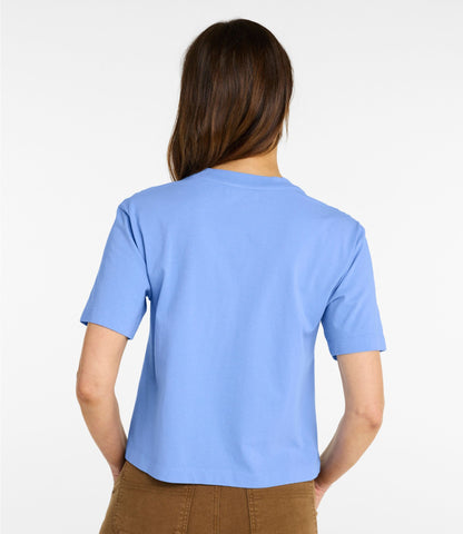 Women's Sunwashed Tee, Short-Sleeve Cropped Boxy Crewneck Logo