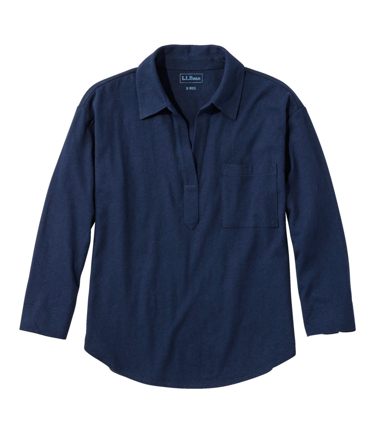 Women's Lakeside Linen/Cotton Tee, Three-Quarter-Sleeve Splitneck Polo