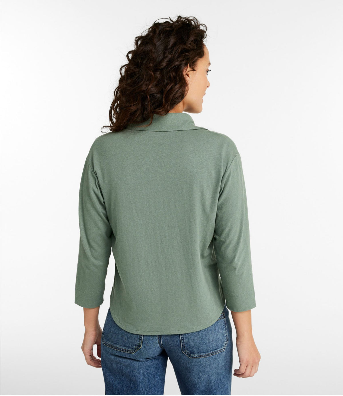 Women's Lakeside Linen/Cotton Tee, Three-Quarter-Sleeve Splitneck Polo