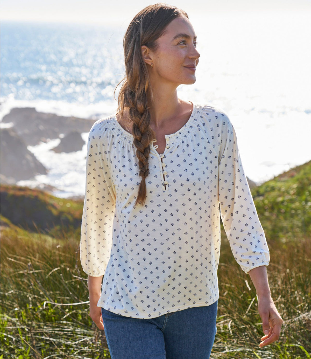 Women's Camden Hills Tee, Three-Quarter-Sleeve Print