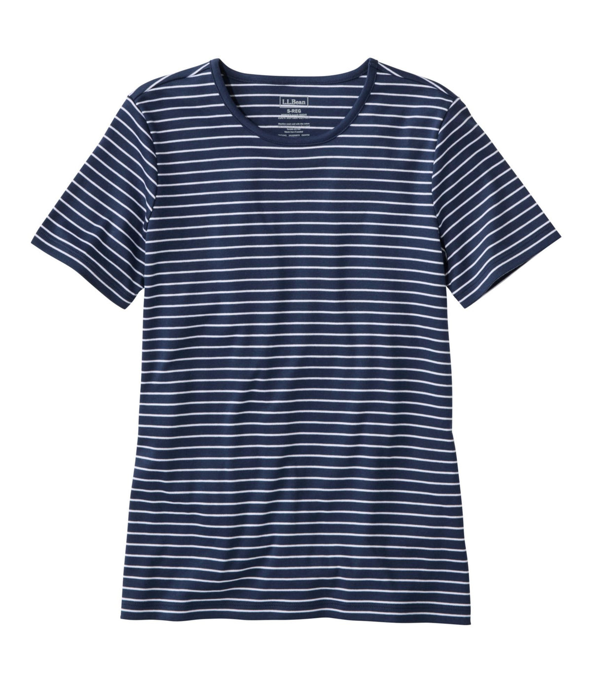 Women's Pima Cotton Tee, Short-Sleeve Crewneck Stripe
