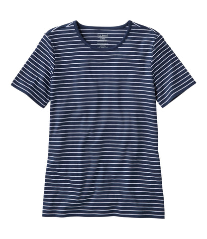 Women's Pima Cotton Tee, Short-Sleeve Crewneck Stripe