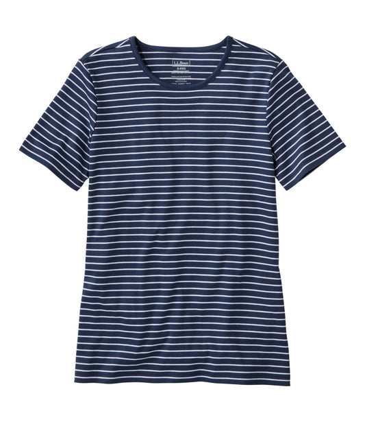 Women's Pima Cotton Tee, Short-Sleeve Crewneck Stripe