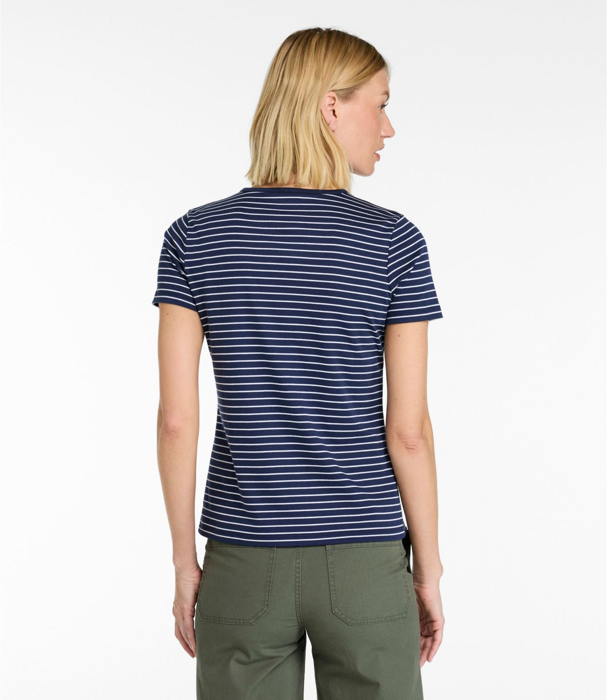 Women's Pima Cotton Tee, Short-Sleeve Crewneck Stripe