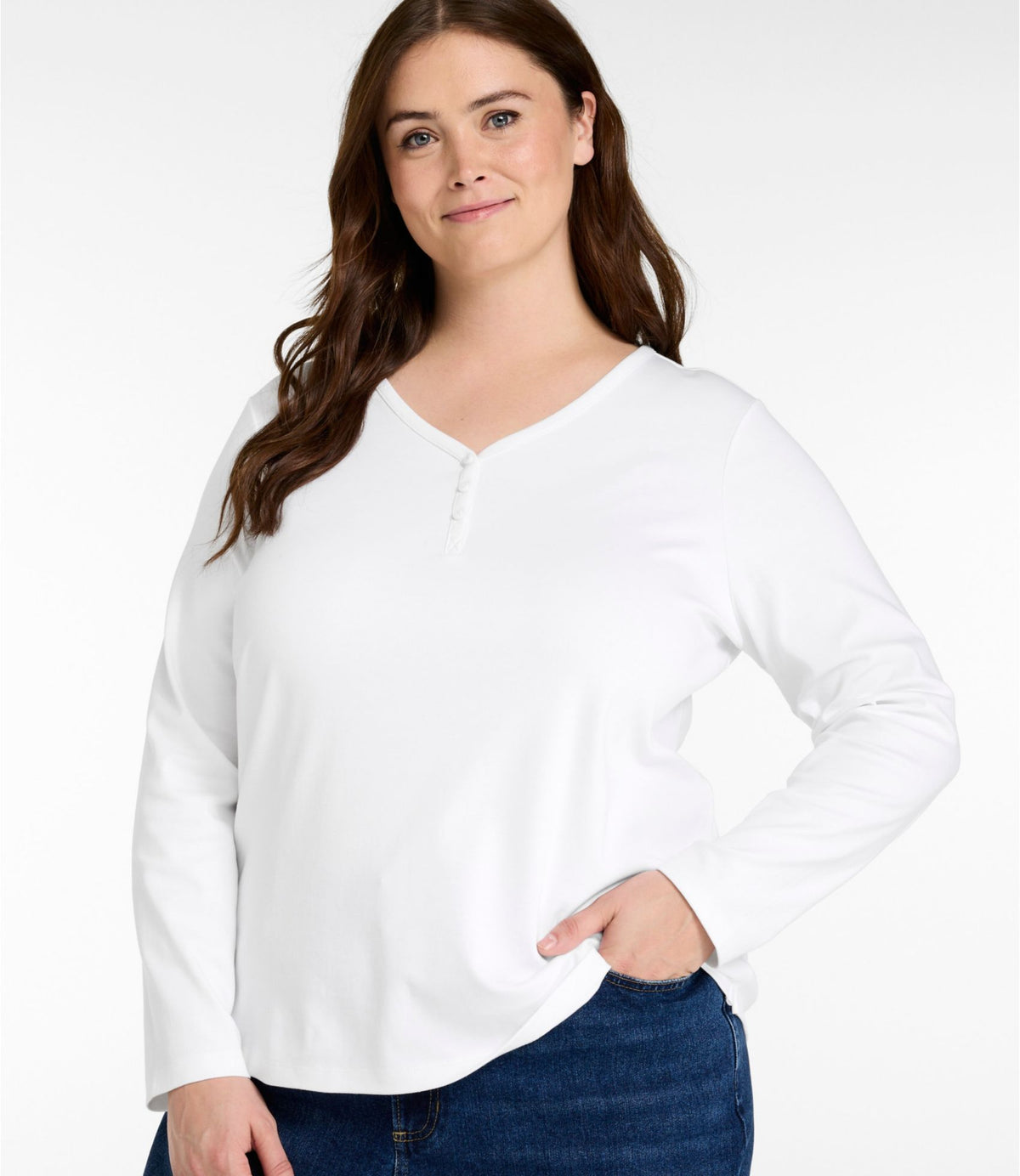 Women's L.L.Bean V-Neck Henley, Long-Sleeve