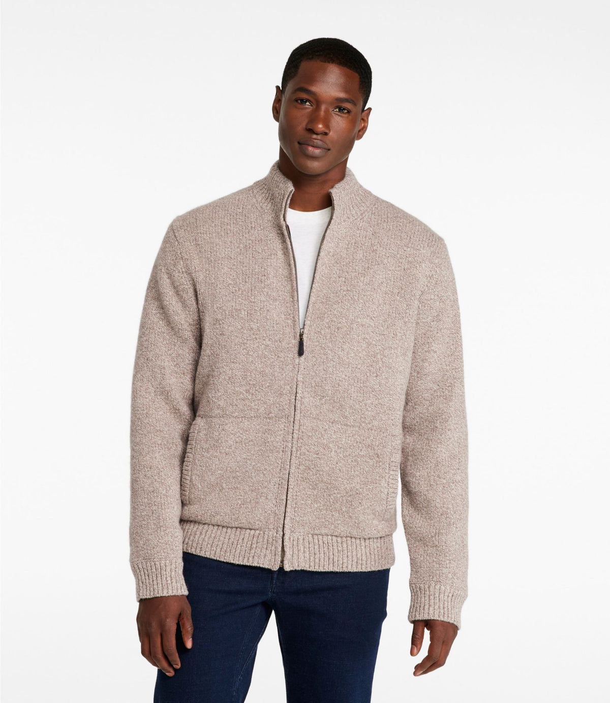 Men's L.L.Bean Classic Ragg Wool Sweater, Full-Zip Flannel-Lined
