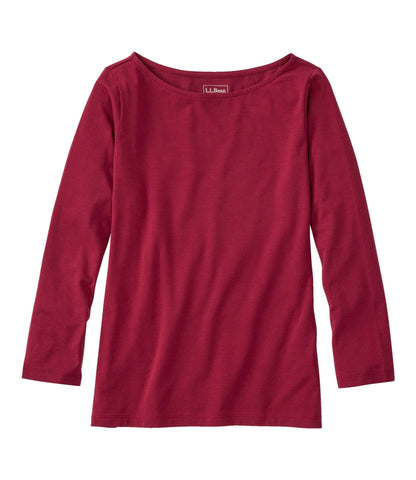Women's Soft Stretch Supima-Blend Tee, Boatneck Bracelet-Sleeve