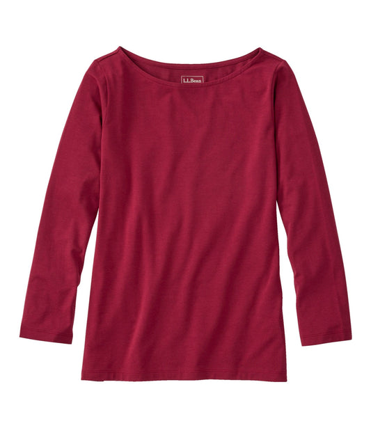 Women's Soft Stretch Supima-Blend Tee, Boatneck Bracelet-Sleeve