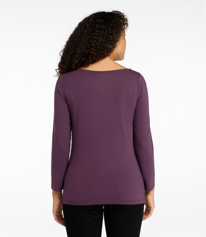 Women's Soft Stretch Supima-Blend Tee, Boatneck Bracelet-Sleeve