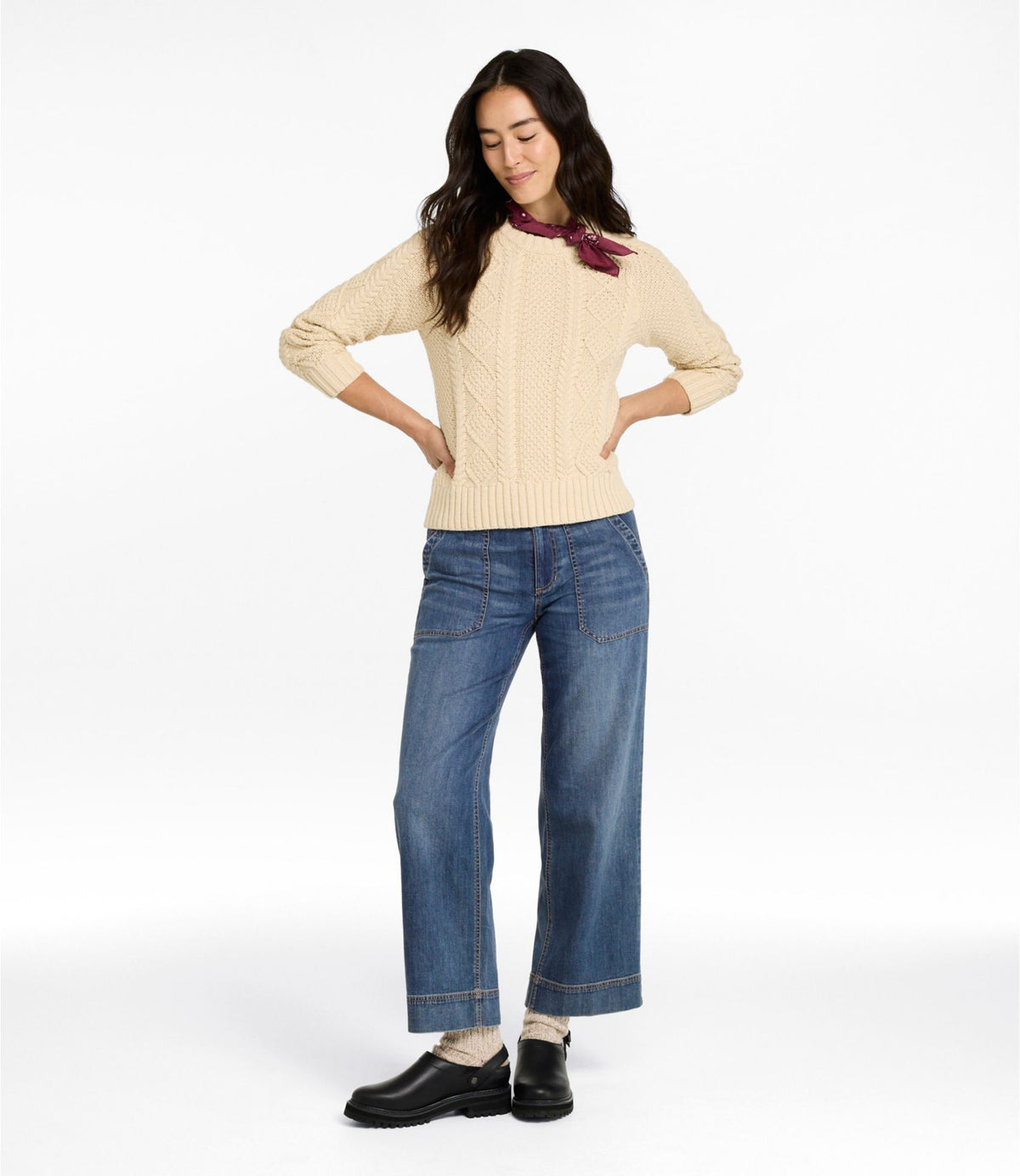 Women's Signature Utility Jeans, Mid-Rise Wide-Leg Ankle