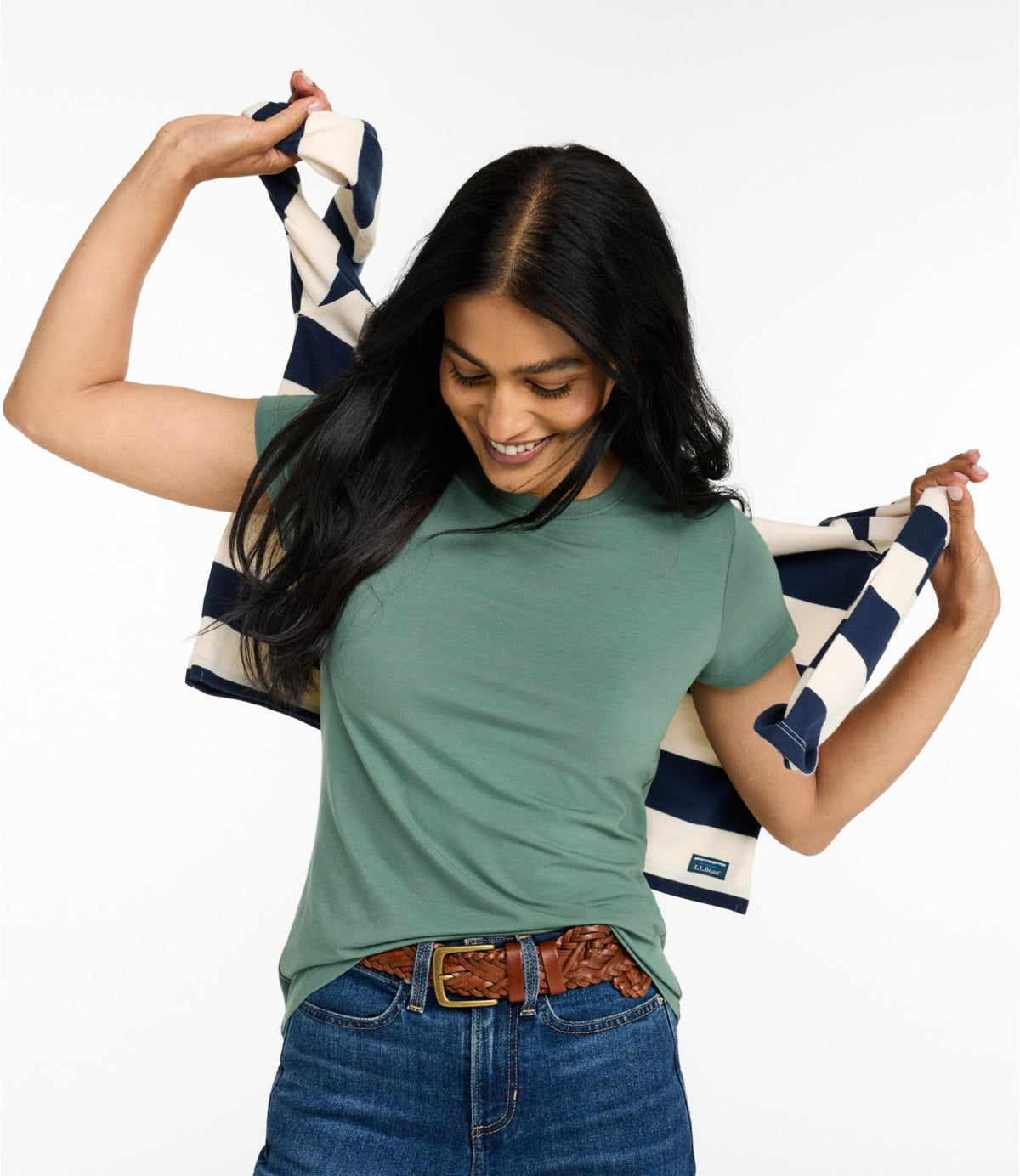 Women's Soft Stretch Supima-Blend Tee, Crewneck Short-Sleeve