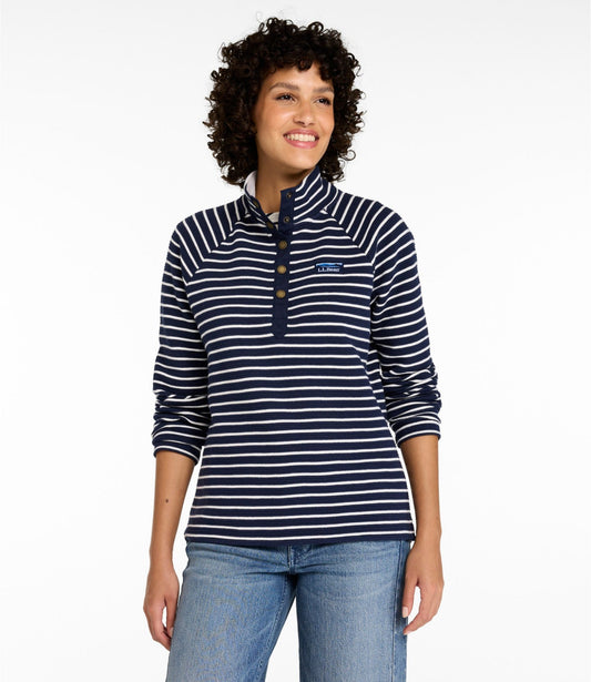 Women's Lakewashed Double-Knit Quarter-Snap, Stripe