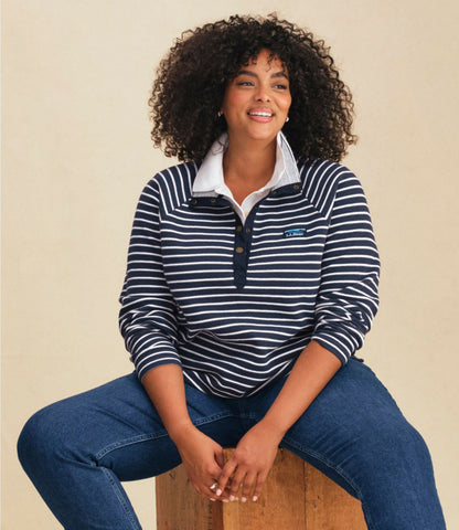 Women's Lakewashed Double-Knit Quarter-Snap, Stripe