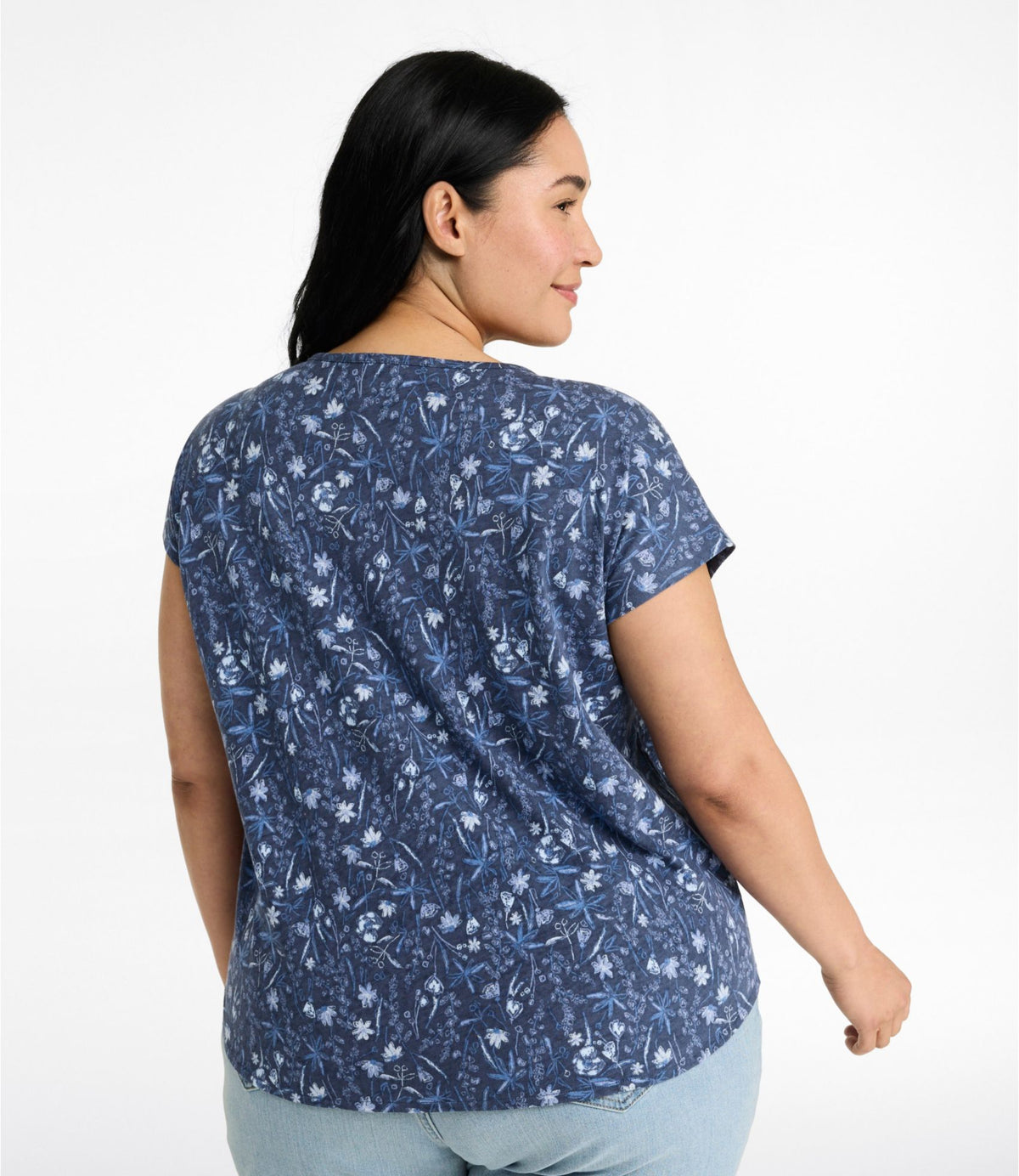 Women's Lakeside Linen/Cotton Tee, Short-Sleeve Scoopneck Print