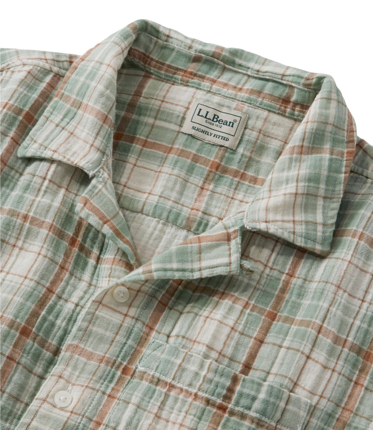 Men's Cloud Gauze Shirt, Short-Sleeve, Slightly Fitted Untucked Fit, Plaid