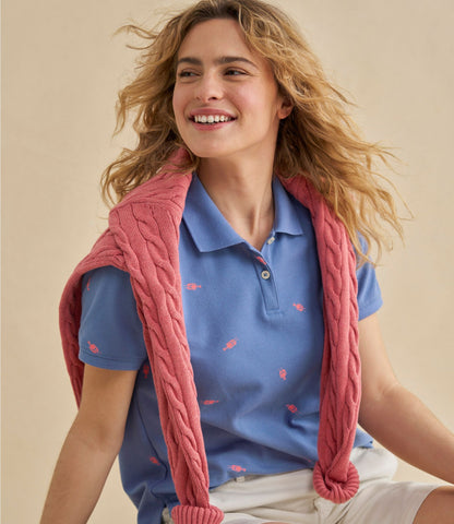 Women's Premium Double L Polo, Short-Sleeve Relaxed Fit Novelty