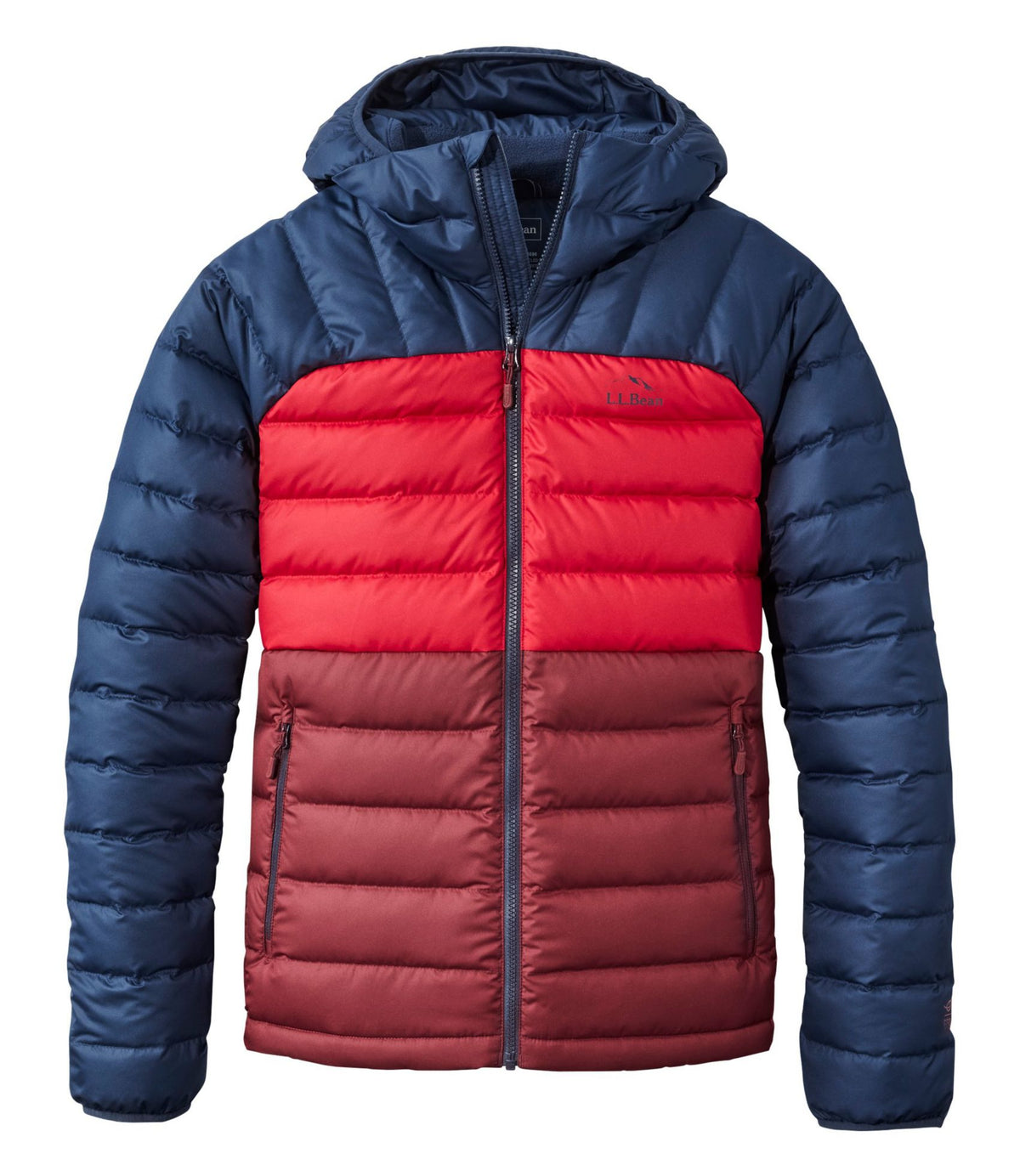 Men's Bean's Down Hooded Jacket, Colorblock