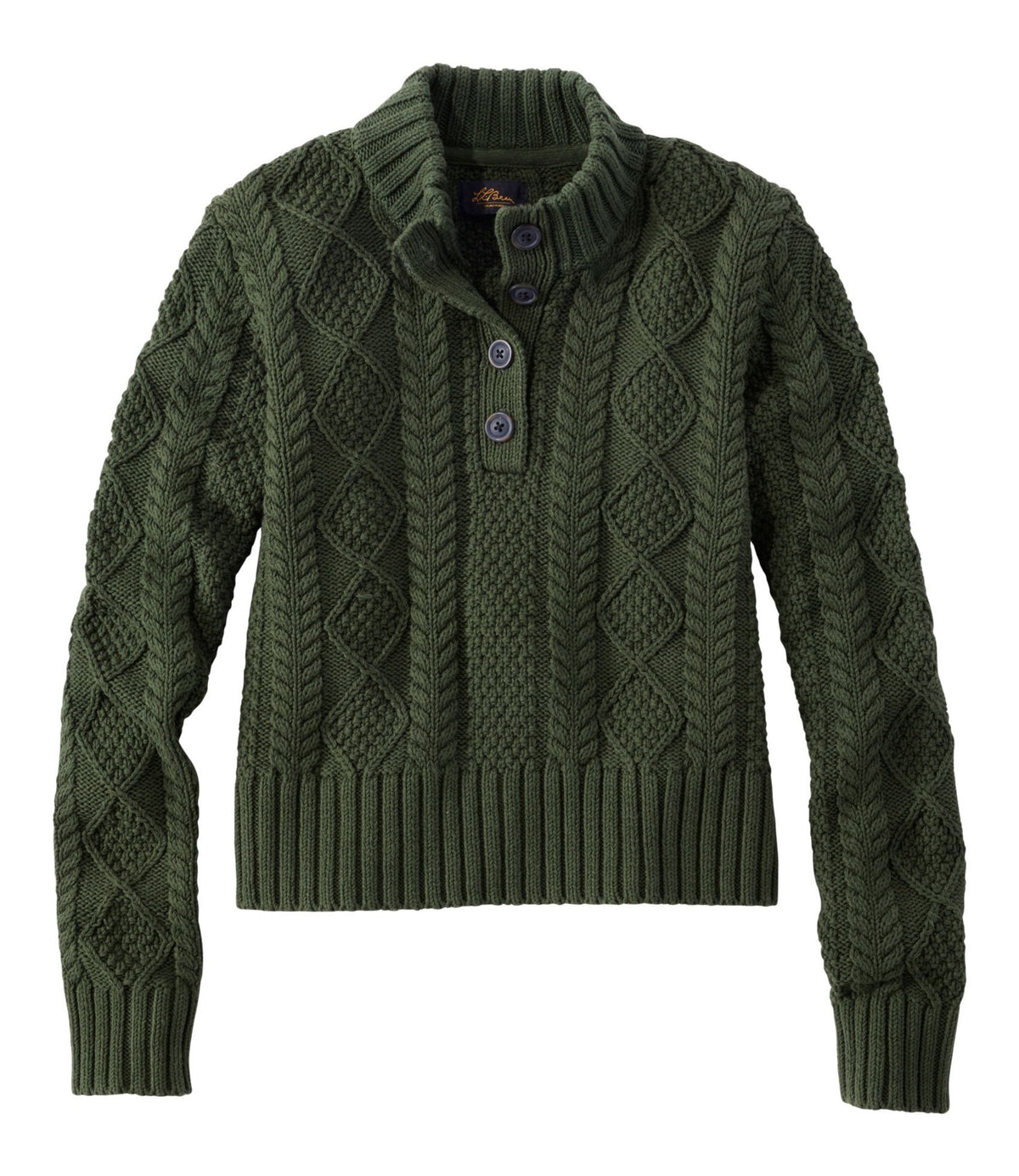 Women's Signature Cotton Fisherman Sweater, Mockneck