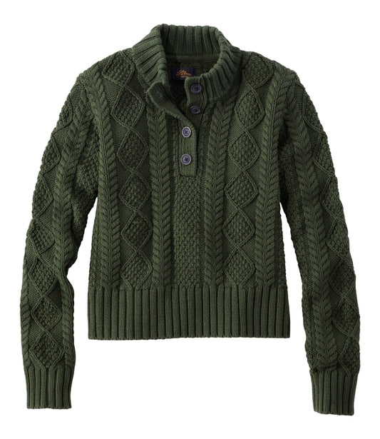 Women's Signature Cotton Fisherman Sweater, Mockneck