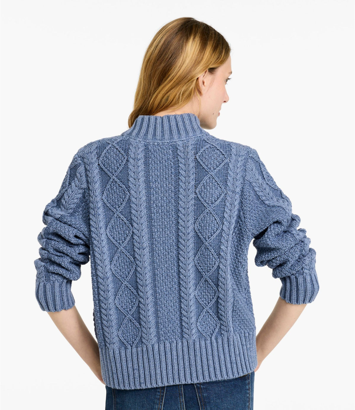 Women's Signature Cotton Fisherman Sweater, Mockneck