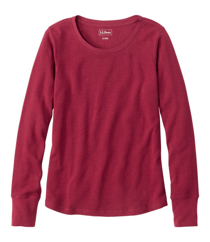 Women's Waffle-Knit Top, Long-Sleeve Jewelneck