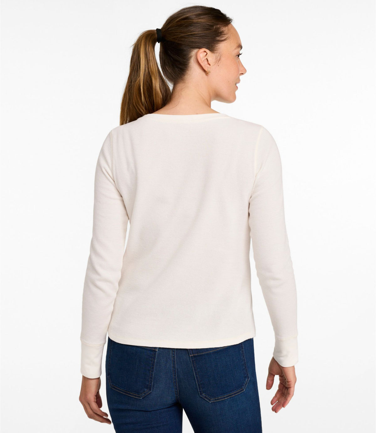 Women's Waffle-Knit Top, Long-Sleeve Jewelneck