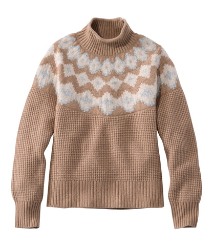 Women's Supersoft Waffle Sweater, Mockneck Fair Isle
