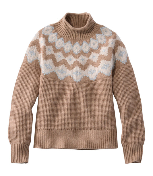Women's Supersoft Waffle Sweater, Mockneck Fair Isle