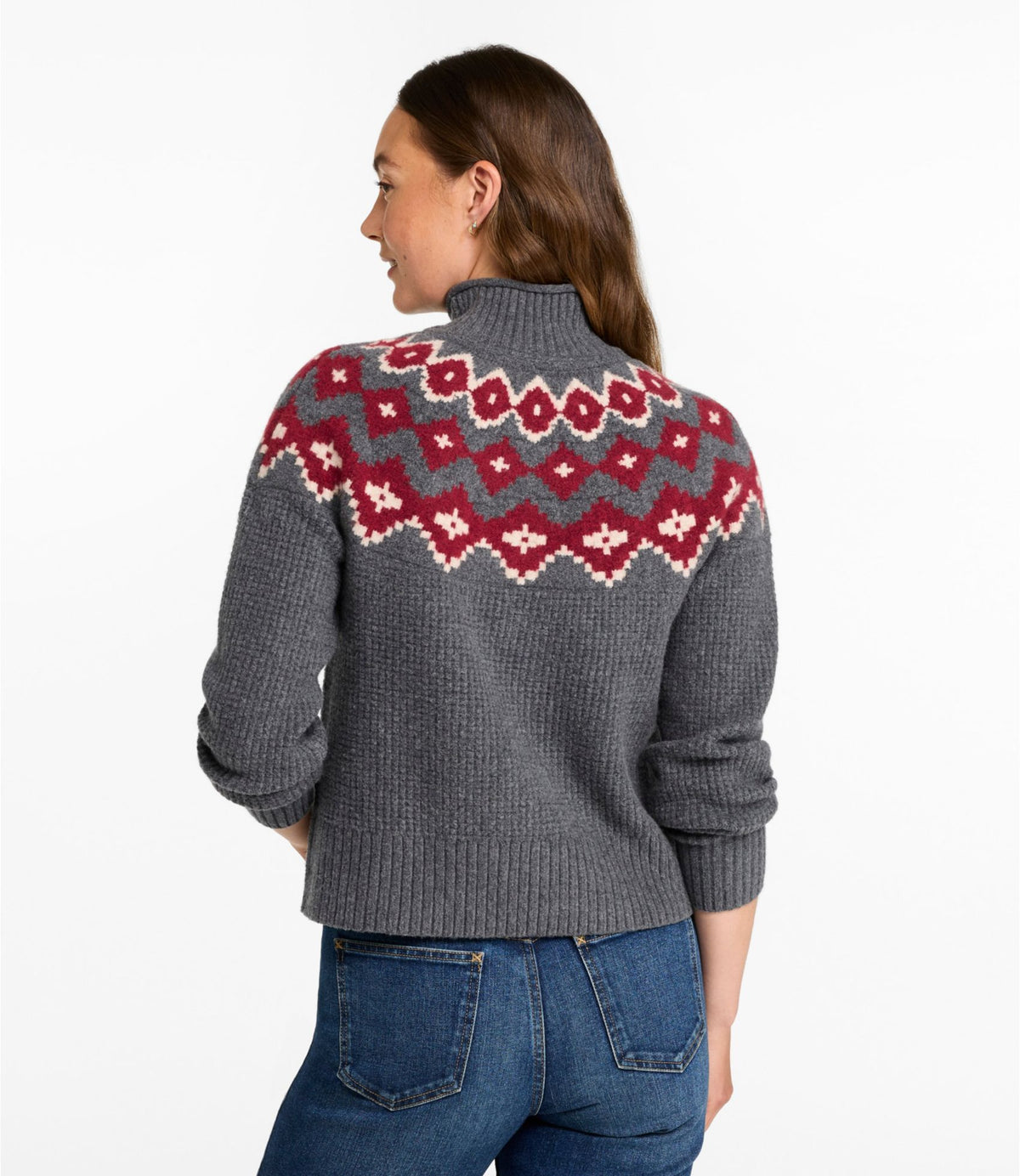 Women's Supersoft Waffle Sweater, Mockneck Fair Isle