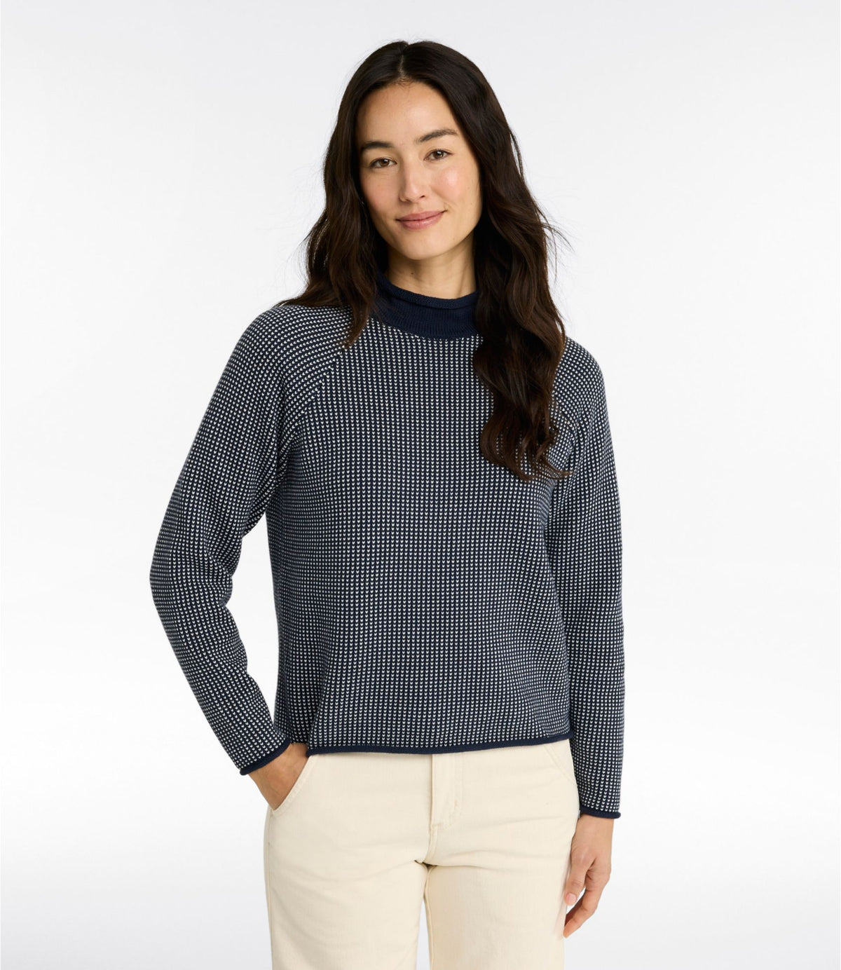 Women's The Original Double L® Sweater, Rollneck Bird's-Eye