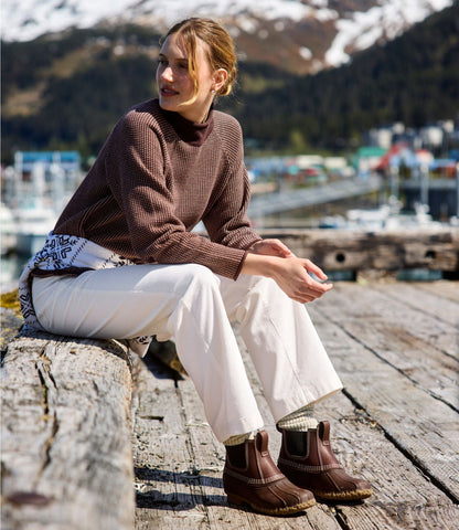 Women's The Original Double L® Sweater, Rollneck Bird's-Eye