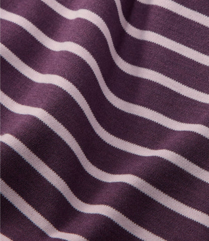 Women's Pima Cotton Tee, Long-Sleeve Open V-Neck Stripe