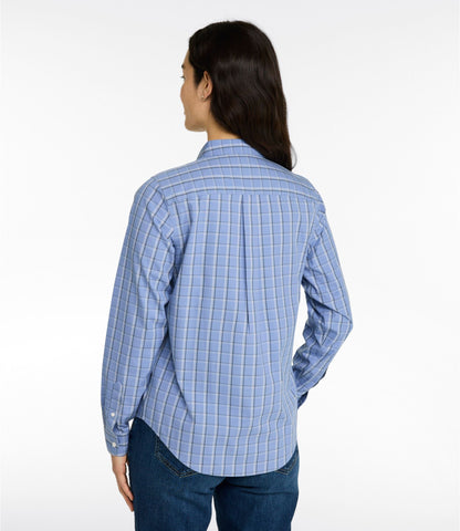 Women's Wrinkle-Free Pinpoint Oxford Shirt, Long-Sleeve Relaxed Fit Plaid