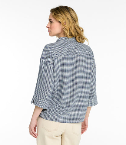 Women's Signature Linen-Blend Button-Front Shirt, Three-Quarter-Length Sleeve