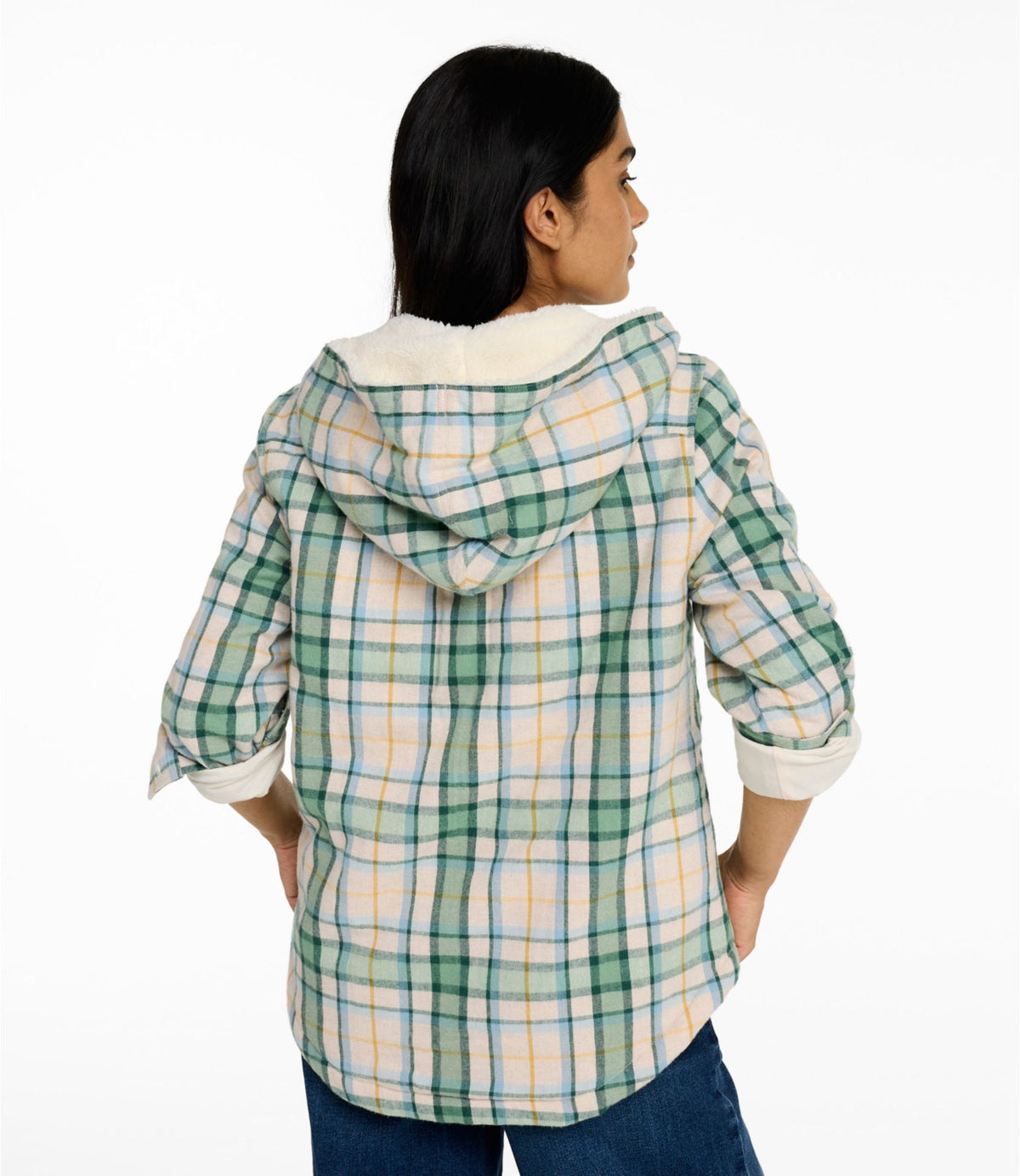 Women's Scotch Plaid Flannel Shirt, Sherpa-Lined Zip Hoodie