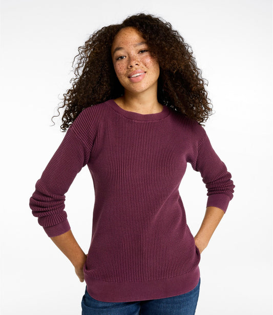 Women's Sunwashed Waffle Sweater, Pullover