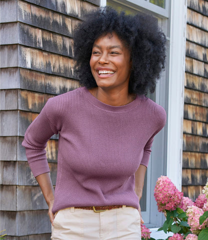 Women's Sunwashed Waffle Sweater, Pullover