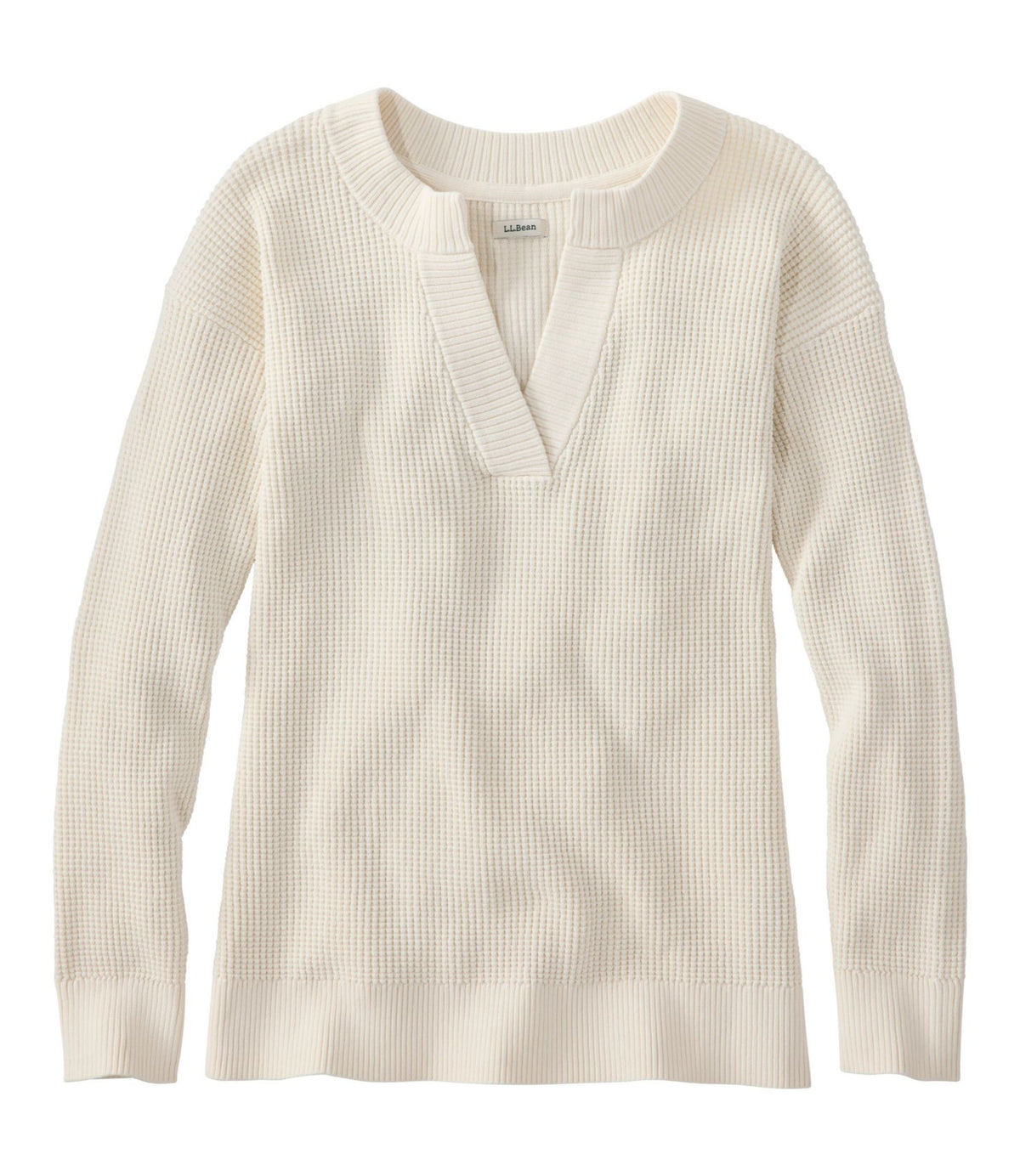Women's Sunwashed Waffle Sweater, Splitneck