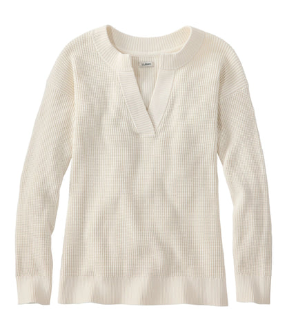 Women's Sunwashed Waffle Sweater, Splitneck
