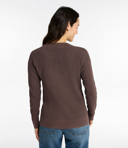 Women's Sunwashed Waffle Sweater, Splitneck