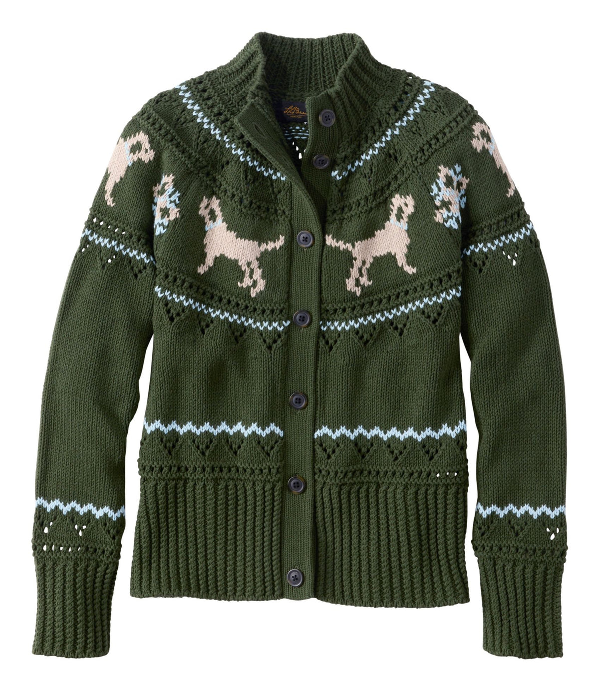 Women's Signature Cotton Fisherman Sweater, Short Cardigan Fair Isle