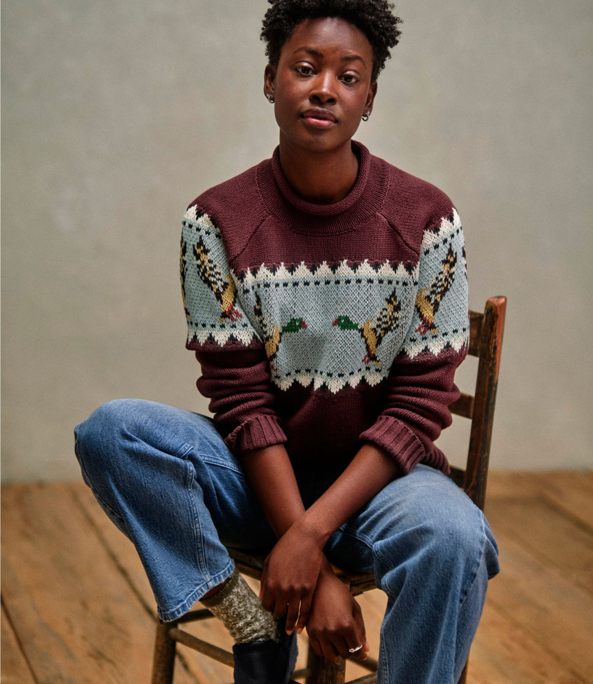 Women's Signature Original Cotton Sweater, Rollneck Novelty