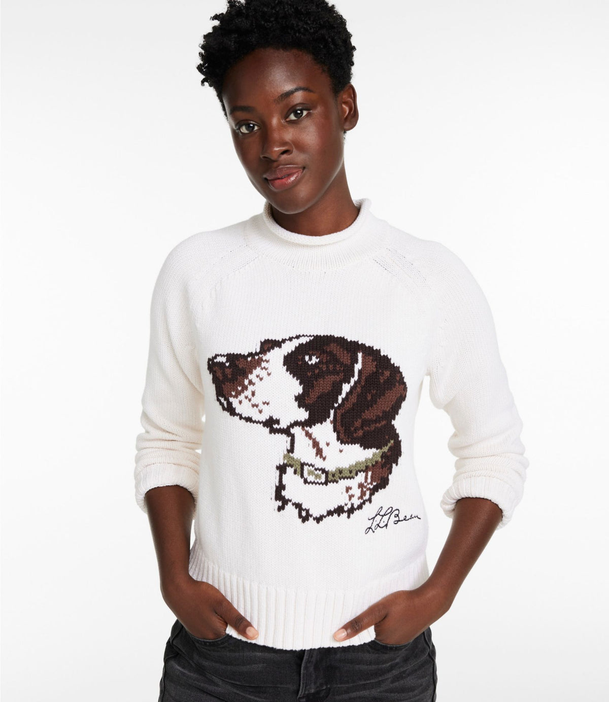 Women's Signature Original Cotton Sweater, Rollneck Novelty