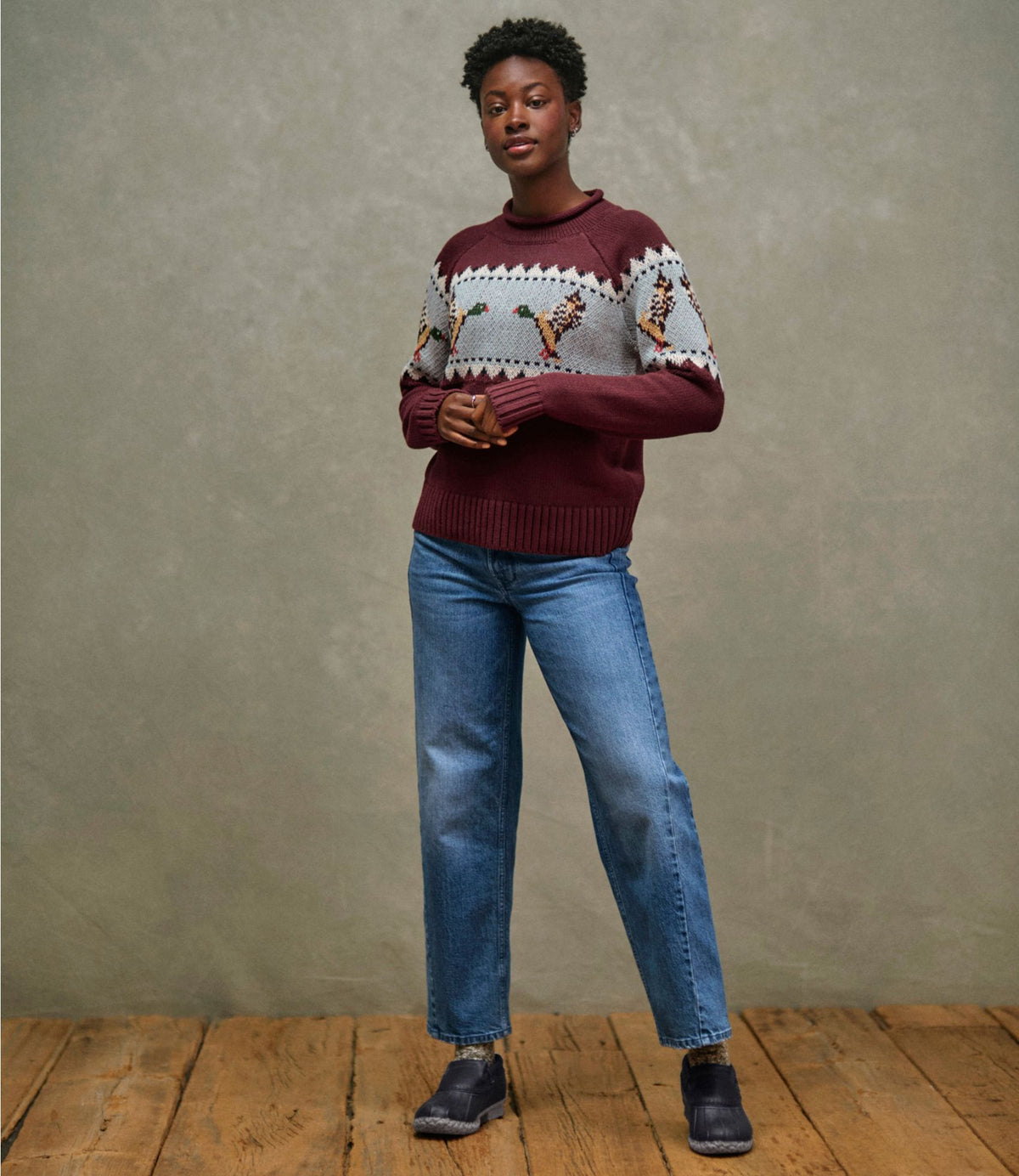 Women's Signature Original Cotton Sweater, Rollneck Novelty